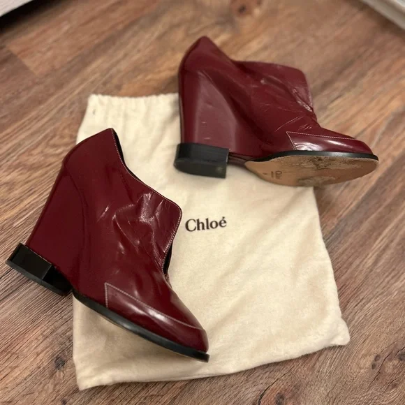 Chloe Deep Red Heeled Boots - Picture 3 of 8